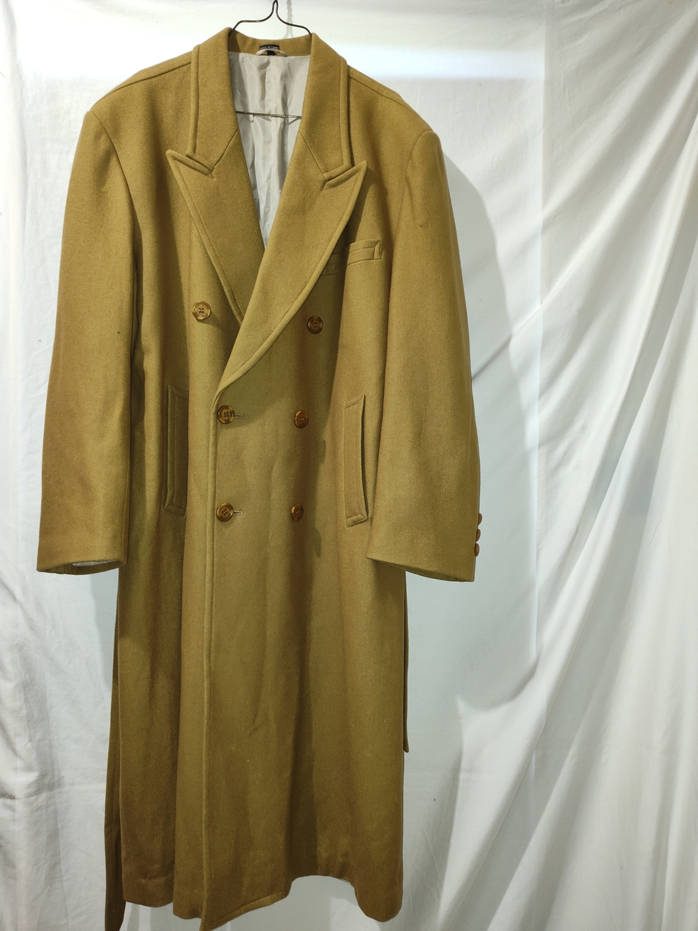 Pronto Uomo Double-Breasted Long Trench Coat in Camel